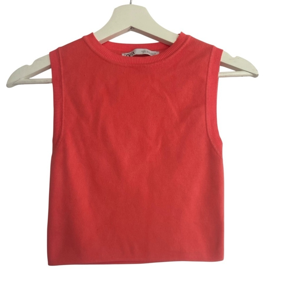 Zara Coral Knit Top Size Medium